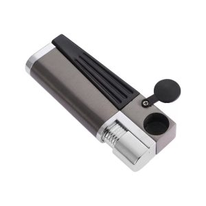 Portable Hitter Lighter, Ritinhao 2 in 1 Metal Lighter with rotatable Tube, Soft Flame Lighter, Gift for Man (Silver) (Without Butane)