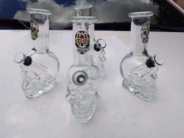 D&K Hand-drawing Color Skull Glass Bong