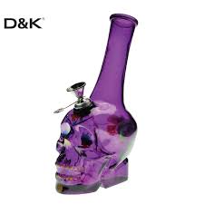 D&K Hand-drawing Color Skull Glass Bong
