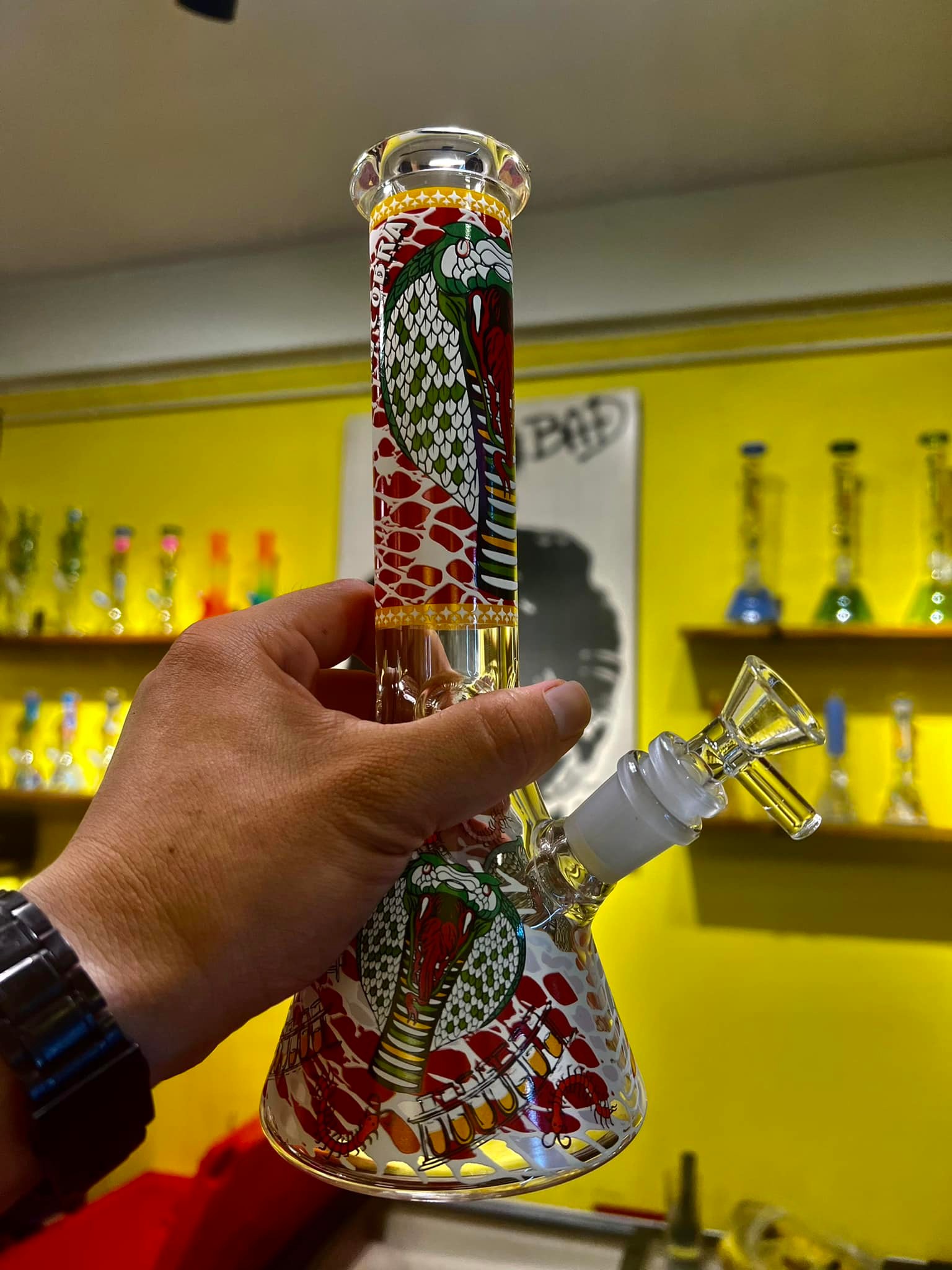 14" Heavy Duty Glass Bong Glass Water Pipe Smoking Tobacco Pipe Beaker 14MM Bowl